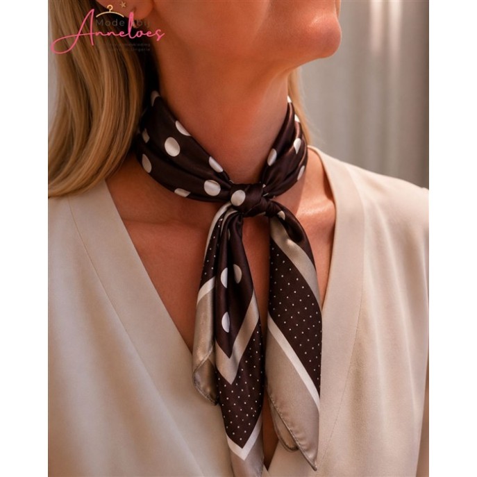 Dames sjaal korte hals sjaaltjes 531 polka dots bruin